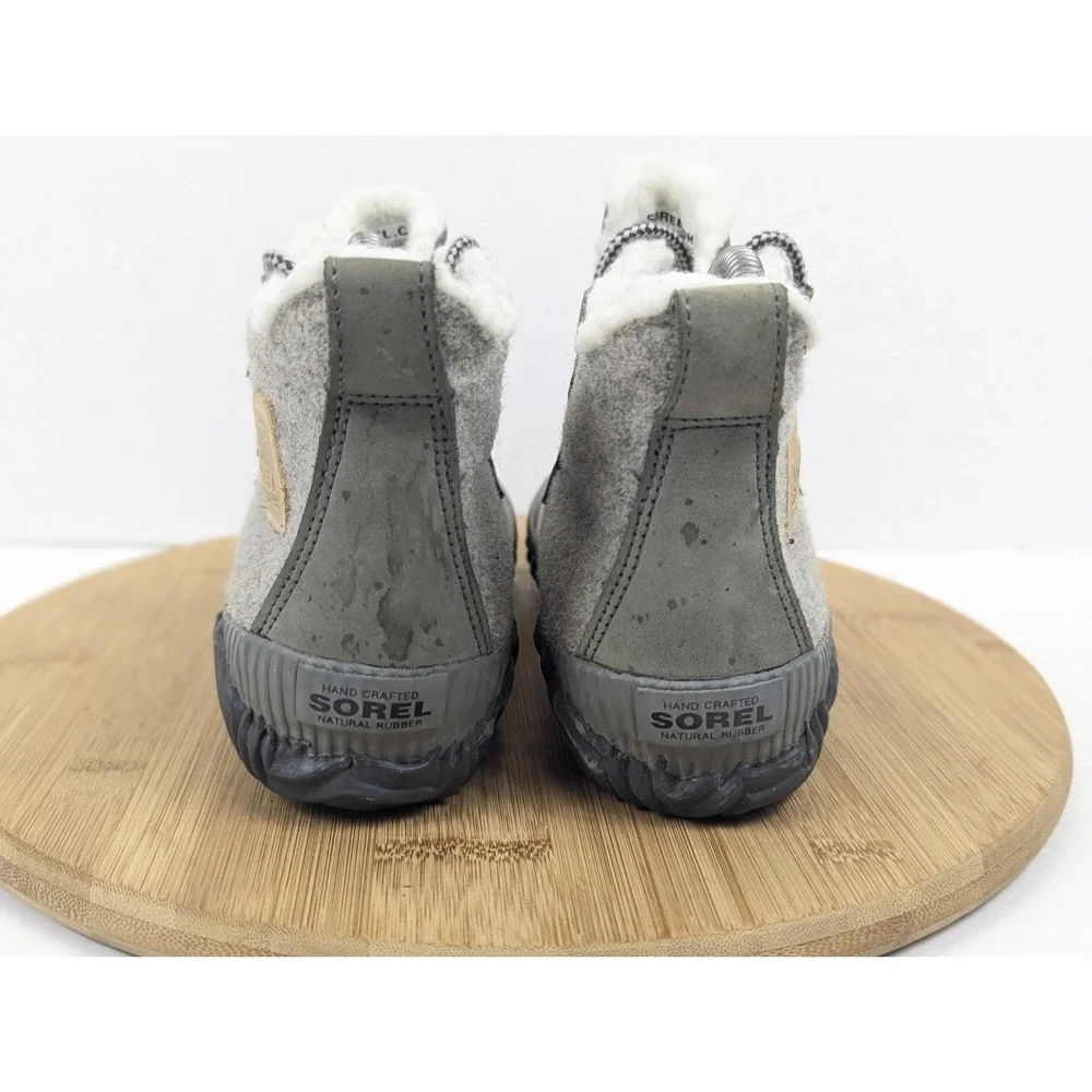 Sorel Boots Bootie Womans 6 Waterproof Faux Fur Lined Winter Gray Lace Up
